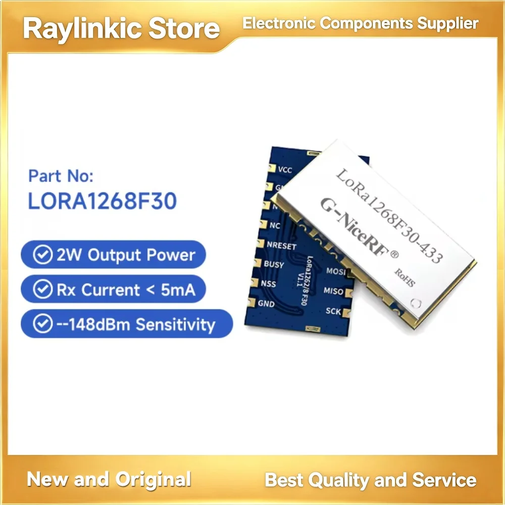 G-NiceRF LORA1268F30 Wireless Transceiver Module 433/470 MHz 2W High Power Spread Spectrum SX1268 SPI Interface