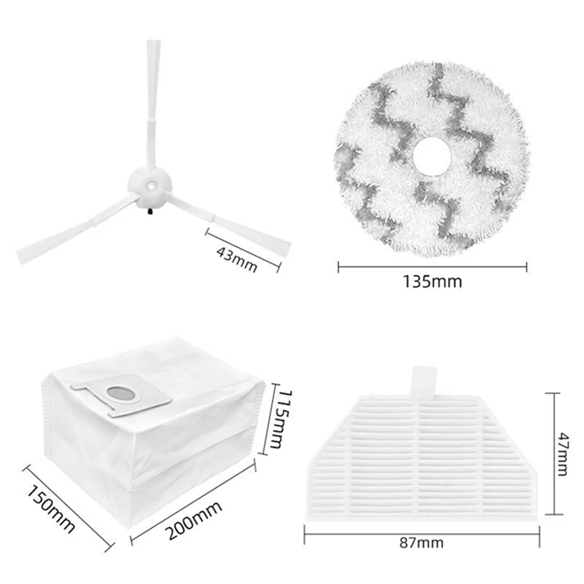 Repuestos para Robot aspirador EVA SDJ06RM, accesorios, cepillo lateral, filtro, mopa, paño, bolsa de polvo