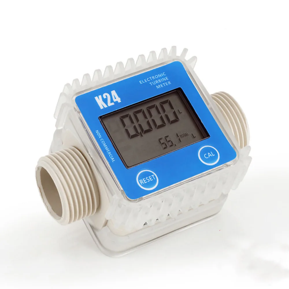 K24 Digital Diesel Oil Fuel Meter Gauge Turbine Meter Chemicals Water Sea Liquid turbo LCD Flow Meter Measuring Tool