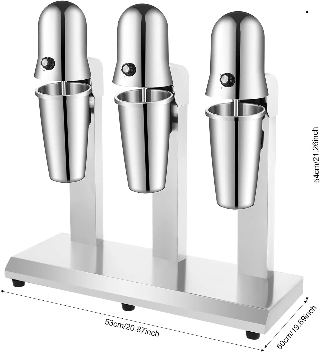 Milkshake Machine, 3-kops commerciële elektrische theedrankmix Milkshake Mixer Blenders met 6 kopjes, 18000 RPM roestvrij staal Melk S