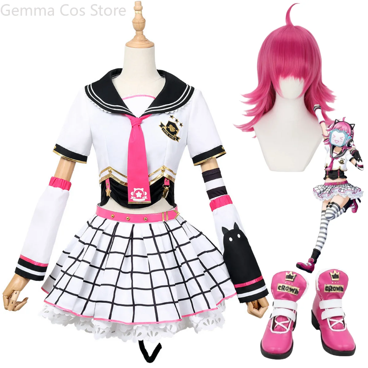 

Аниме Love Live! Nijiguan, старшая Школа Idol клуб Tennouji Rina косплей костюм парик JK Униформа обувь женщина сексуальный карнавальный костюм