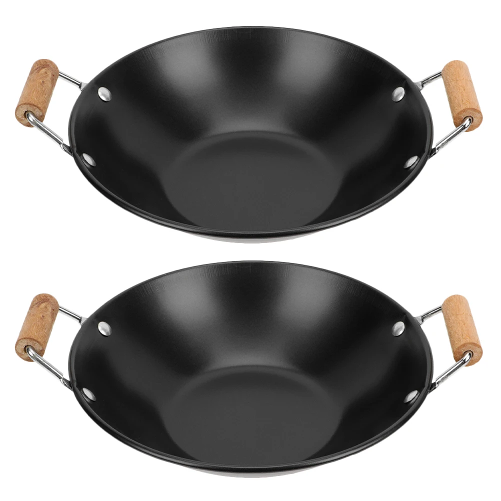 

2pcs Anti Overflow Thicken Metal Thickened Hot Cooker Cooking Heat Resistant Wooden Handle Household Kitchen Supply Home