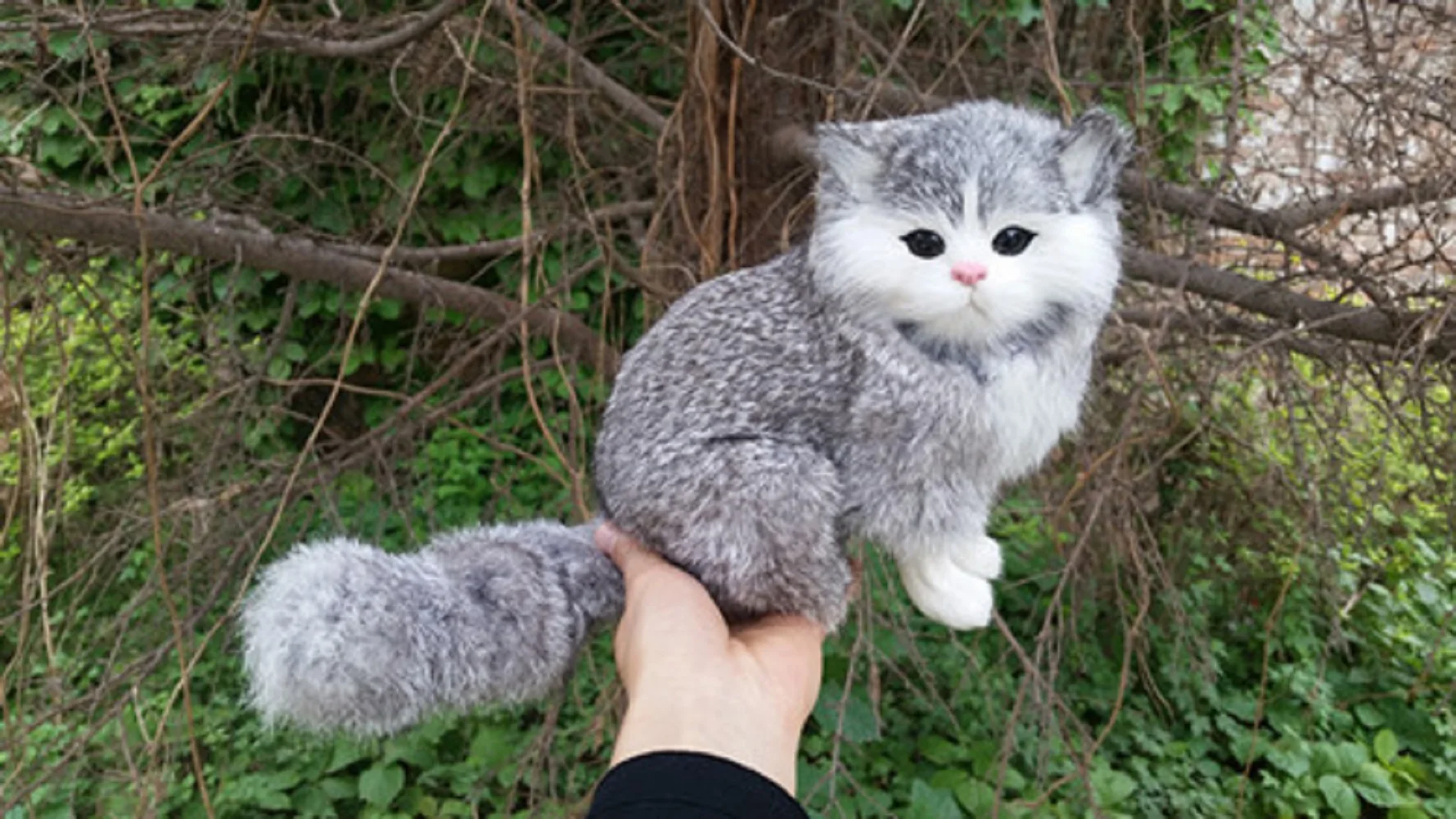 about 19x15cm simulation gray cat model toy plastic&fur cat doll,handicraft ,props, home decoration t372