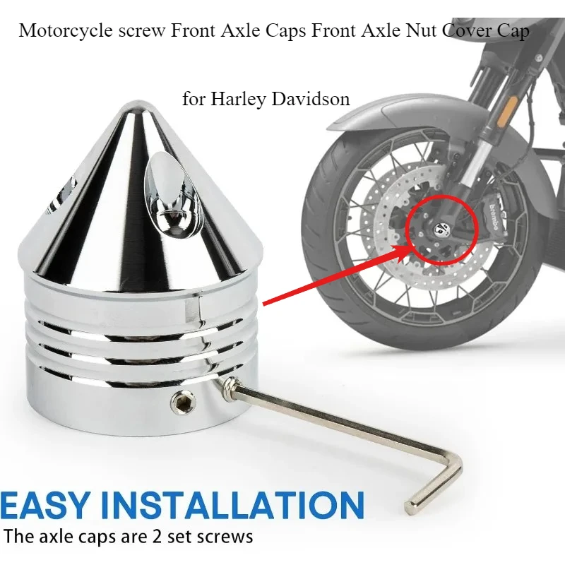 Motorcycle screw Front Axle Caps Front Axle Nut Cover Cap for Harley Davidson Softail Road King Street Electra Glide Iron 883 2