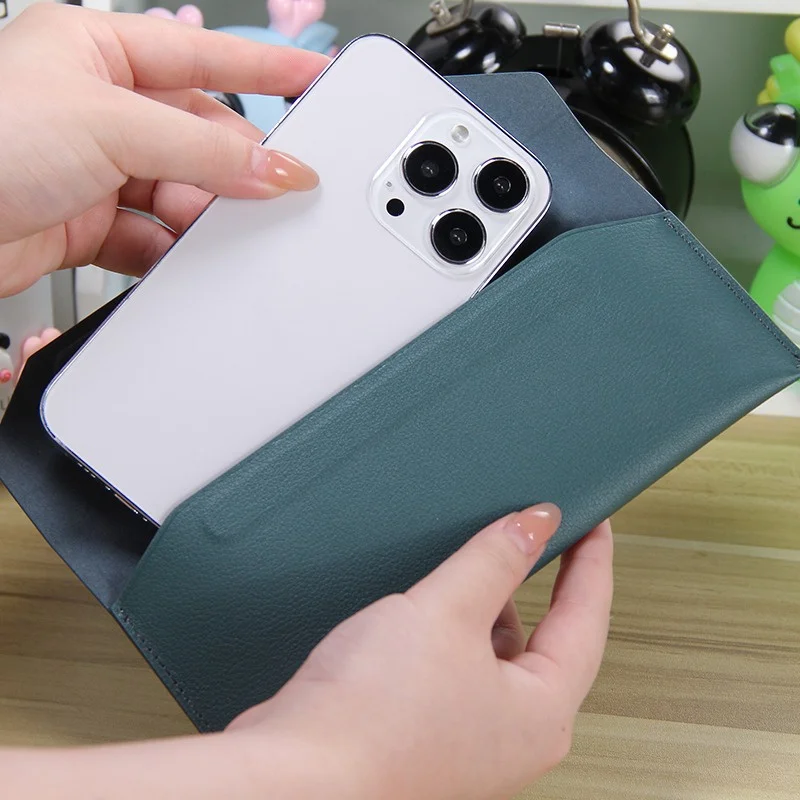 Genuine Leather Solid Color Phone Bag, Suitable for Holding Mobile Phones, Cash Cards, Wallets, Etc., Multi-Purpose, Suitable for Daily Use, Phone Bag for Men and Women, Suitable as a Gift
