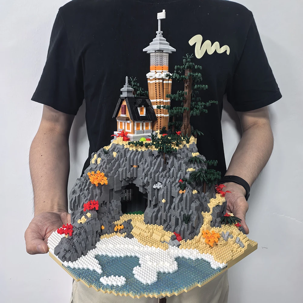 

5100stk Lighthouse Island Building Blocks Lighthouse Model Bricks with Light Kids Toys Christmas Gifts Assembly Architecture Set