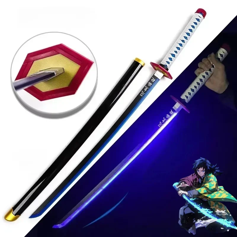 104 cm helles Katana-LED-Lichtschwert Kimetsu No Yaiba Anime Cosplay Requisiten Echte Größe Japanischer Katana Samurai Säbel Dämonentöter