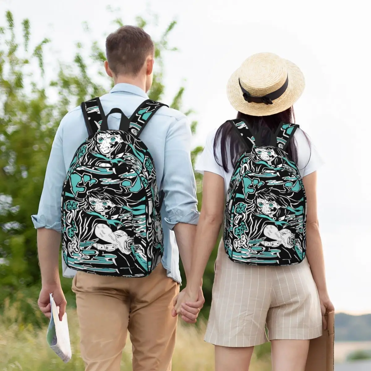 Muichiro Tokito Rugzak voor Heren Dames Casual Student Business Dagrugzak Anime Demon Slayer College Schoudertas Lichtgewicht