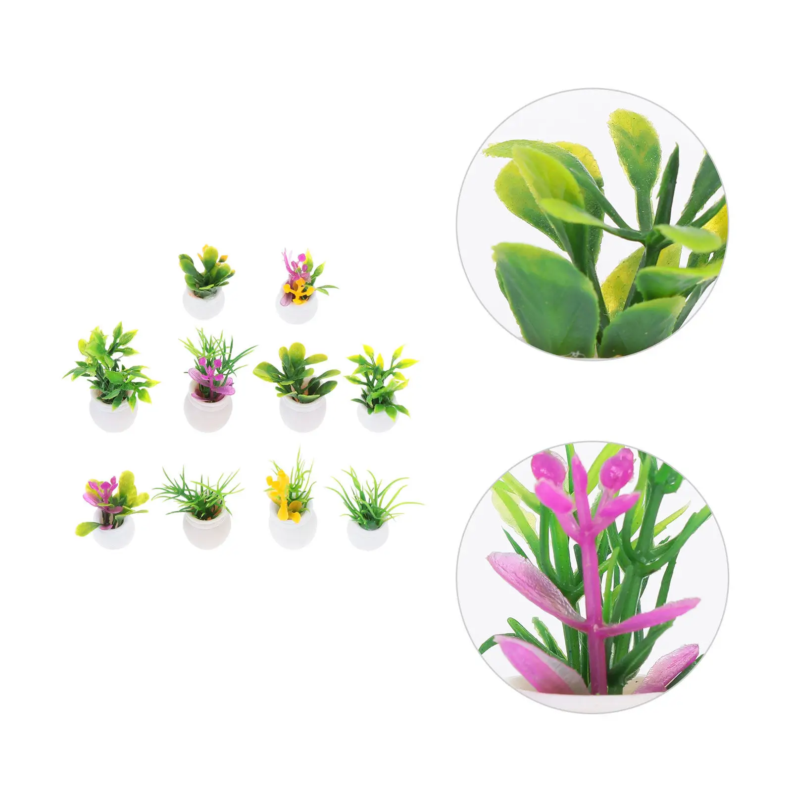 

10 шт. миниатюрных искусственных растений в горшках для декора мини-домиков, поделок и поделок своими руками, искусственные растения в песке