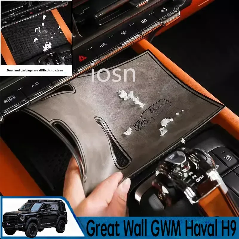 IOSN 4x4 Center Console Cup Holder for Great Wall Haval H9 2024-2025 Leather Anti Slip Pad Interior Organizer Accessories Gate