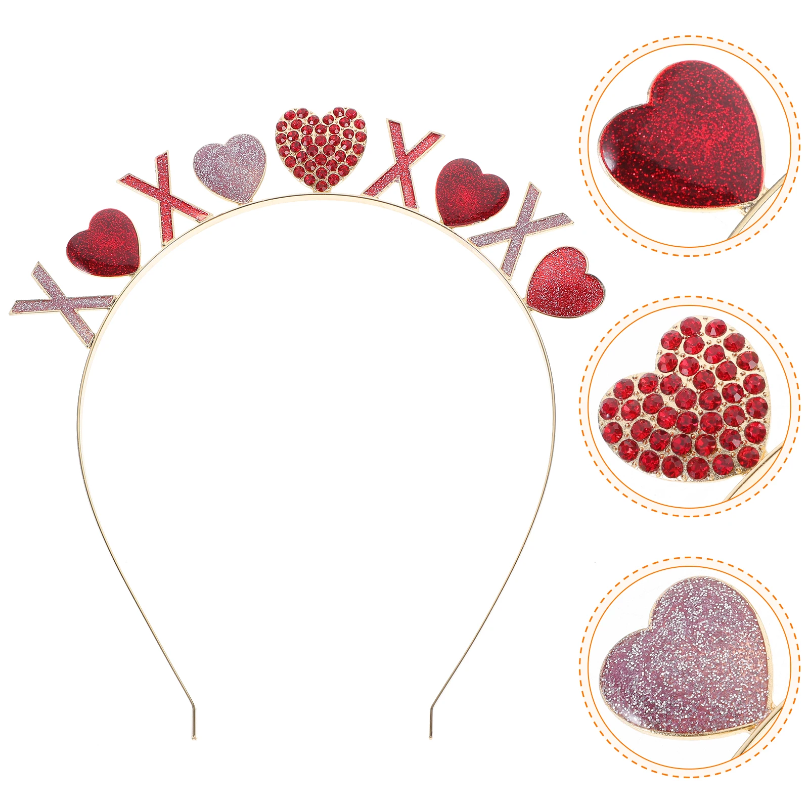 

Valentines Heart Headband Love Crystal Valentine's Day Headwear Sunglasses with Rhinestones Women Miss