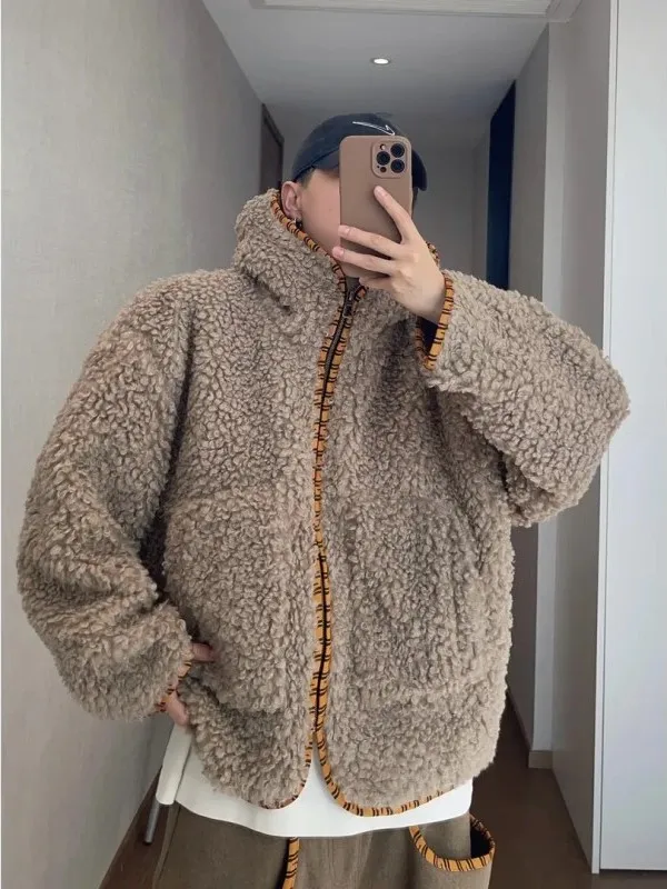 

Утепленное зимнее пальто с капюшоном, теплая хлопковая куртка большого размера, 300 Pou, с тигровым узором, тканым поясом и отворачивающимся мехом