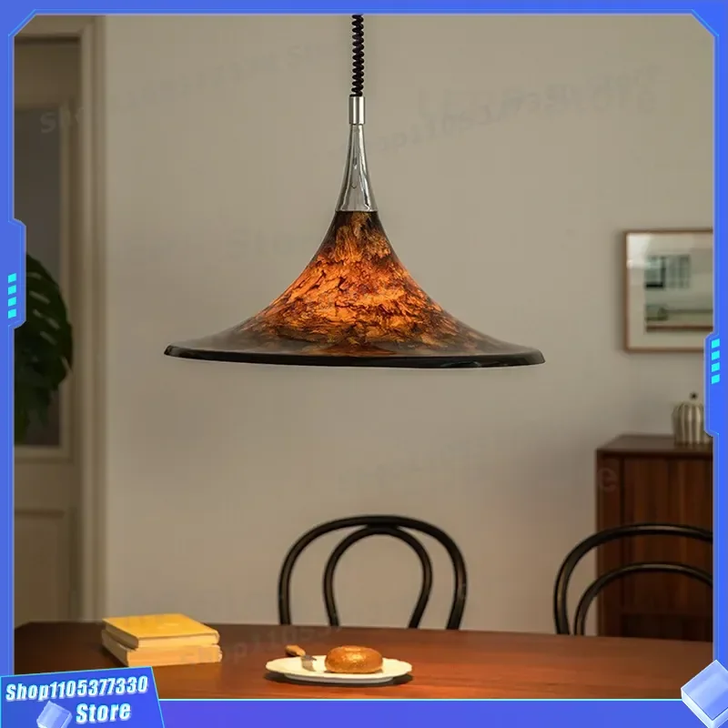 Retro Medieval Chandelier Telescopic Lift Design Painted Metal Pendant Light For Restaurant Living Room Island Desk Study