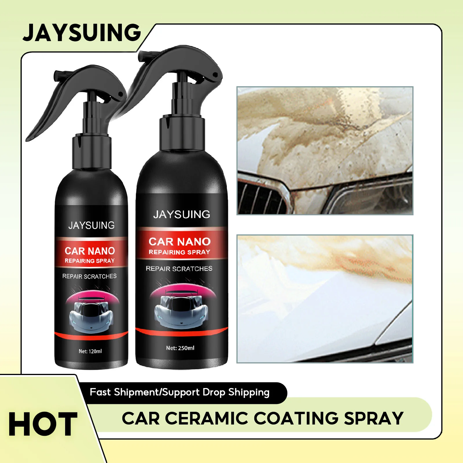 250ML Car Ceramic Quick Coating Spray Nano Hydrophobic Body Polish Scratch Repair Remover Paint Protection Spray Car Accessories