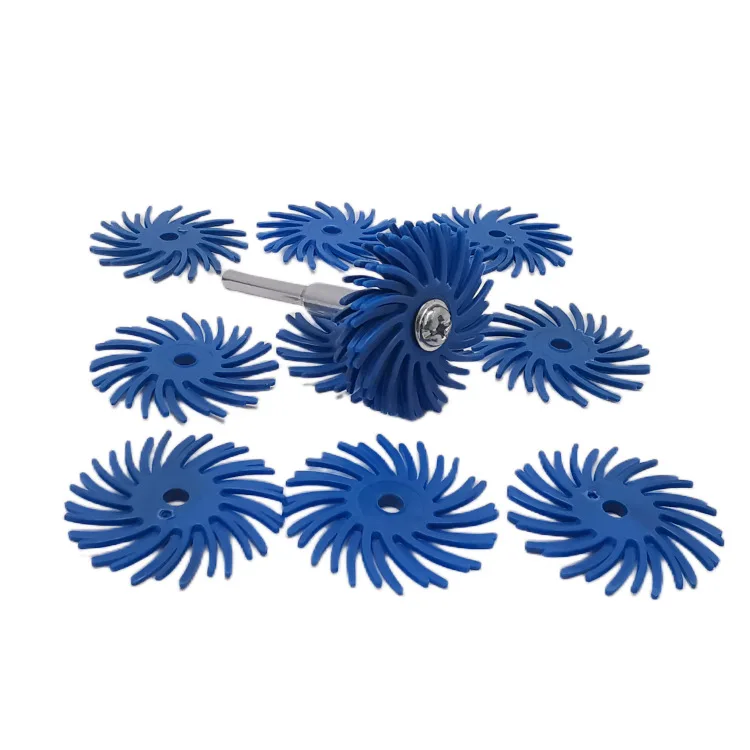Height 60 Pieces3/4 Inch Radial Bristle Disc 3mm Handle OBM Customizable Rotary Tool Jewelry Wood Metal Polished Scrub Brush Kit