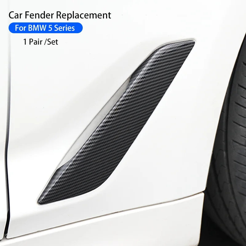 Fender lateral do carro para BMW Série 5, G30 2018-2023, fibra de carbono, tampa de ventilação de ar, saída de substituição, adesivos decorativos,