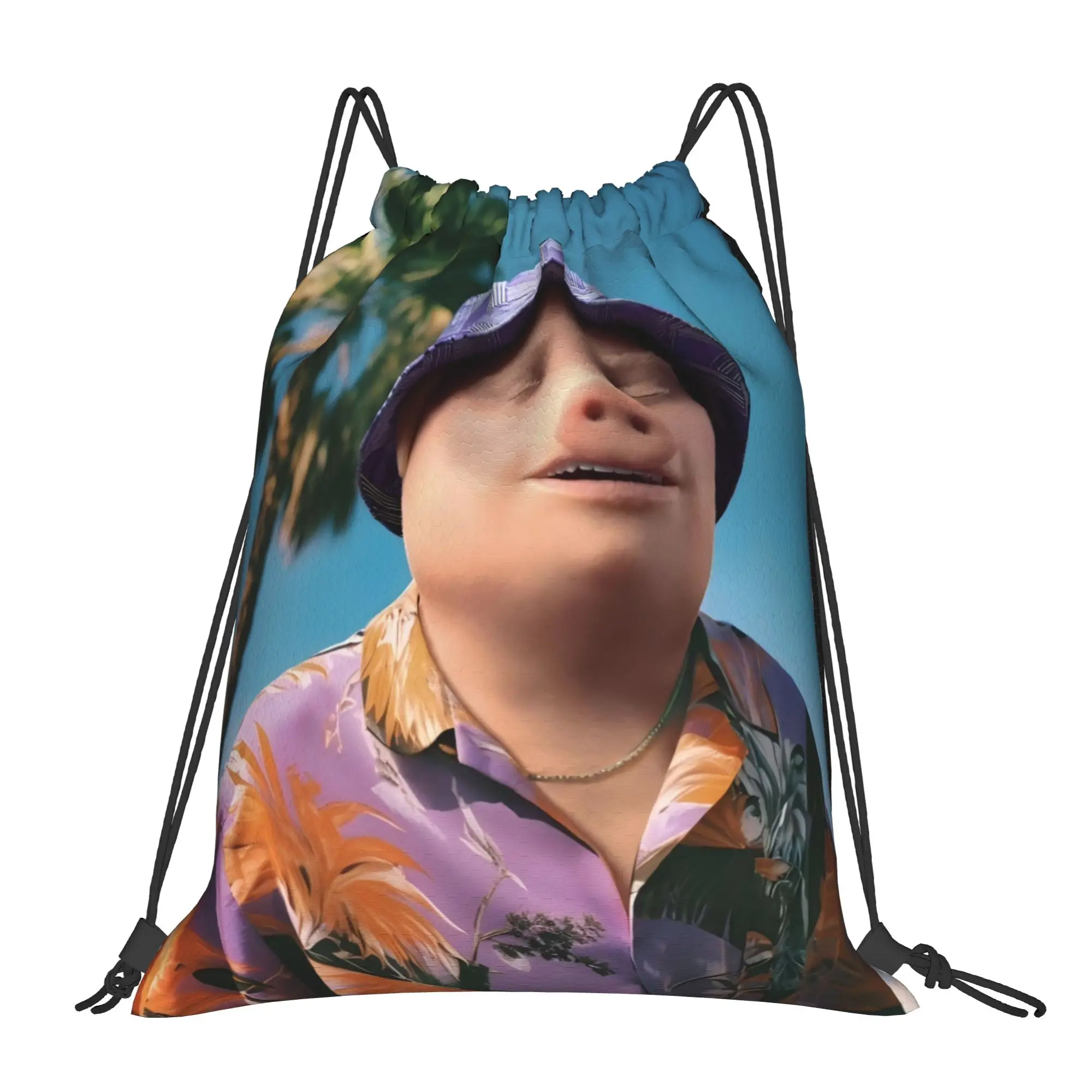 John Pork 3 John Pork Multi-function Pocket Men Women Storage Backpack Teenager Travel Bag Print Drawstring Bags