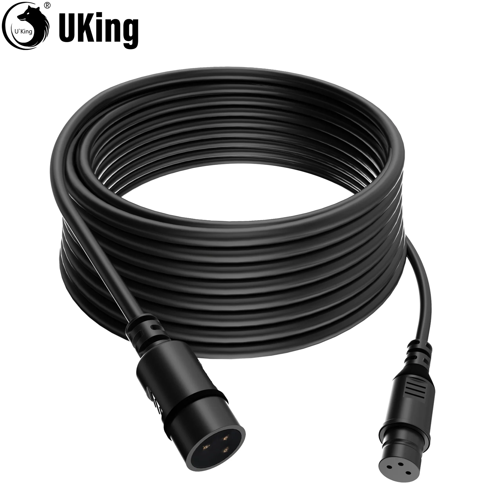 U'King 9.84ft/3m Flexible DMX Cable With 3pin Signal XLR Male To Female Connection Stage Light Cable Wire For Stage&DJ Lighting