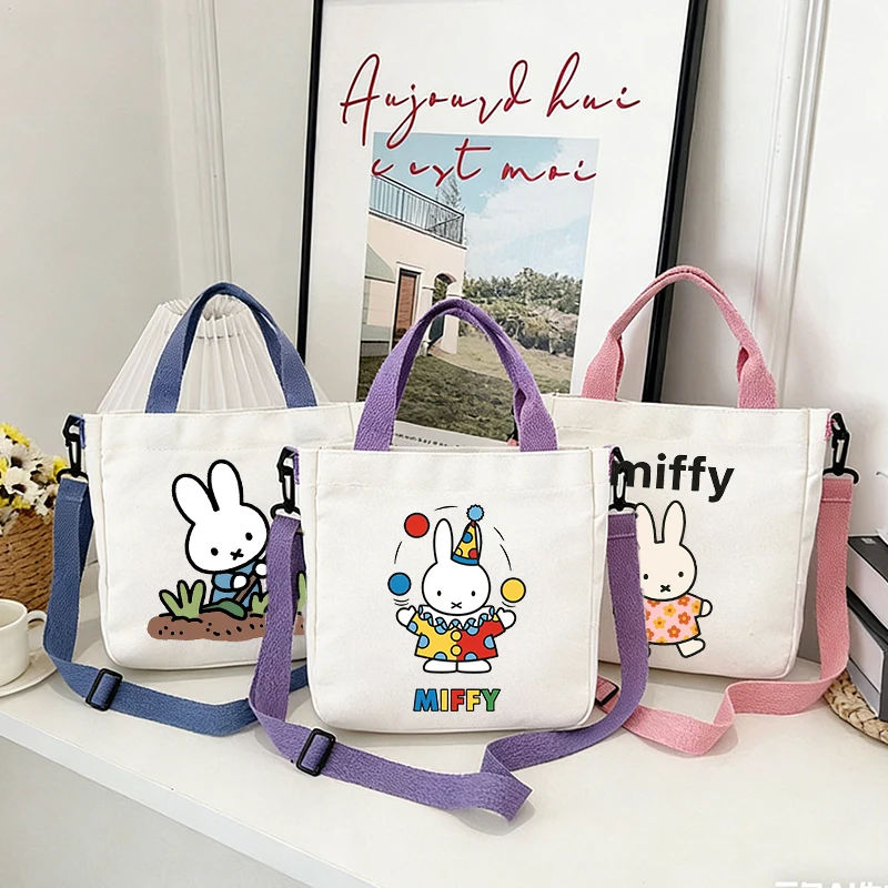 

Miffys Woman Canvas Bag Cartoon Anime Shoulder Bag Boy Girl Kawaii Tote Pouch Portable Shopping Bags Man Fashion Handbag Gift