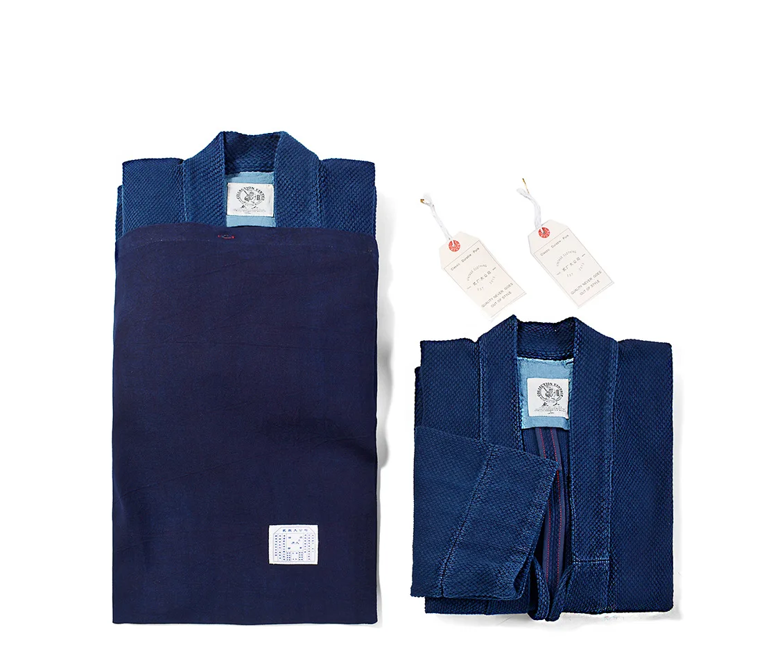 رداء طاوية مصبوغ بالنيلي، مصنوع يدويًا من القطن الياباني القديم المصبوغ بالنيلي، رداء طاوية غير رسمي، سترة ثقيلة #6