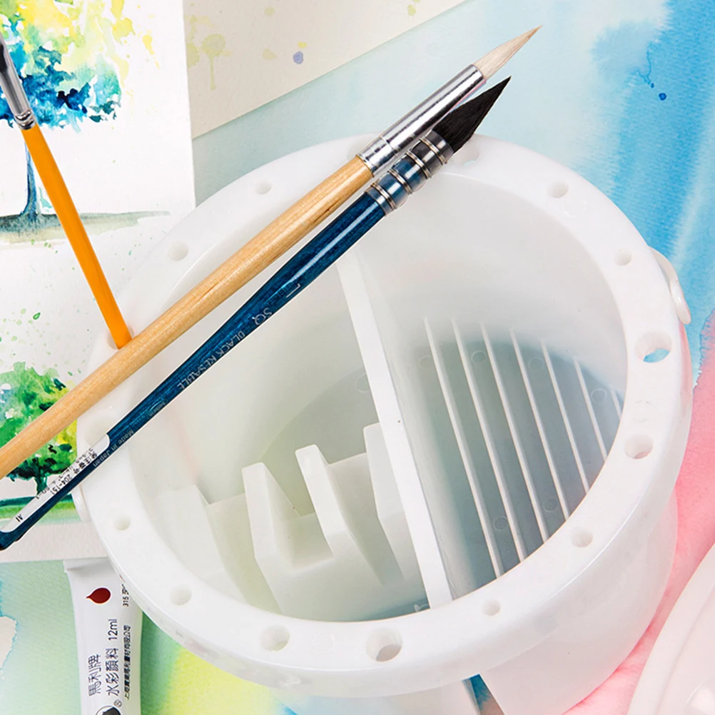 

Paint Brush Washing Bucket Portable 3 Chambers Water Holder for Art Tools Cleaning Kids Beginners Outdoor Travel Camping