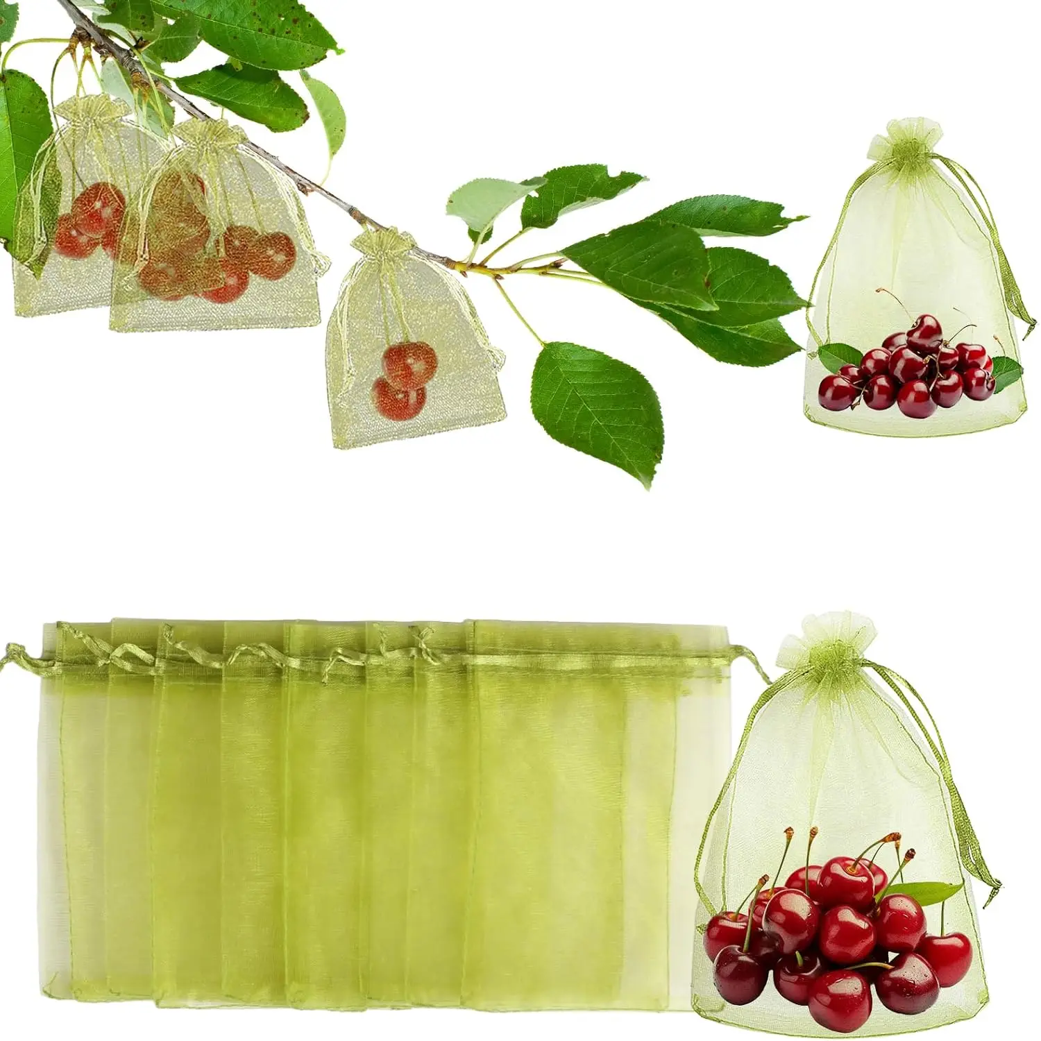 

60PCS Fruit Protection Bags, 4"x6" Drawstring Mesh Netting for Tomato, Blueberry, Strawberry, Raspberry