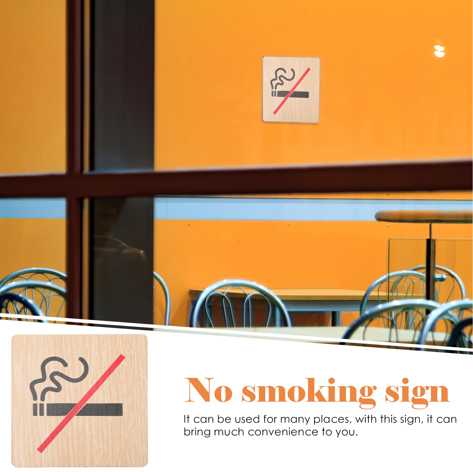 

4pcs No Smoking Warning Signs Wood Boards Hotel Warning Signs Waterproof Smoke Free For Office School Restaurant Club No