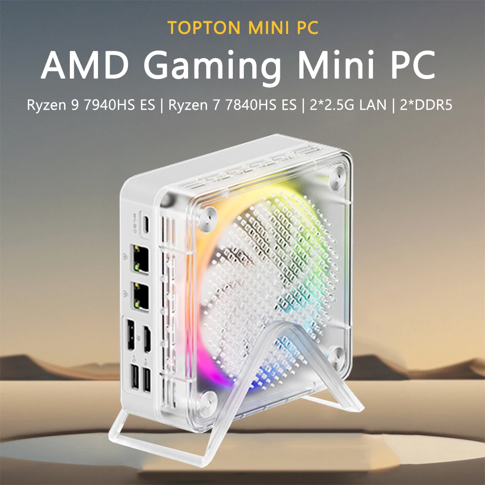 AMD-Mini ordenador Ryzen 9 7940HS 7 7840HS ES Oculink, Radeon 780M Win11 Pro Gaming Office Business, escritorio pequeño, luz RGB