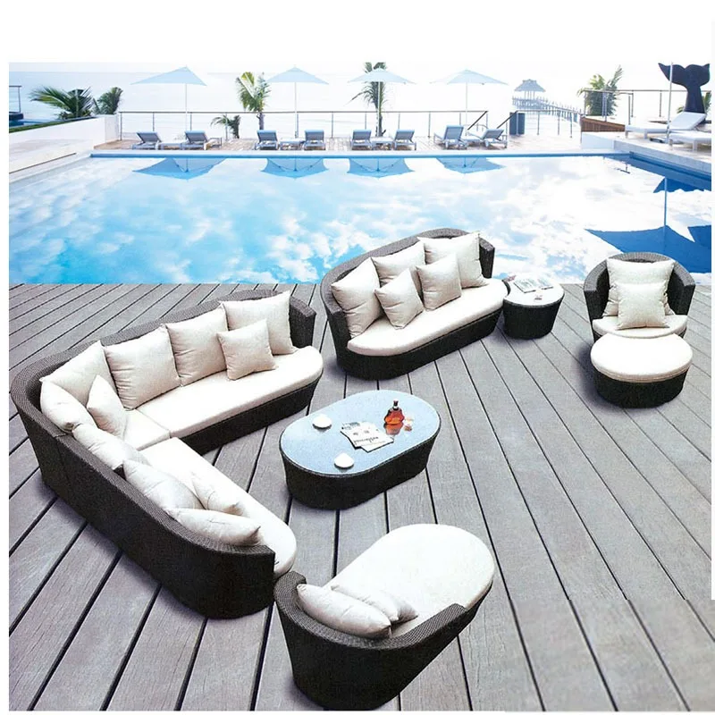 Sofa outdoor courtyard imitation rattan sofa combination, rattan chair princess outdoor courtyard garden terrace