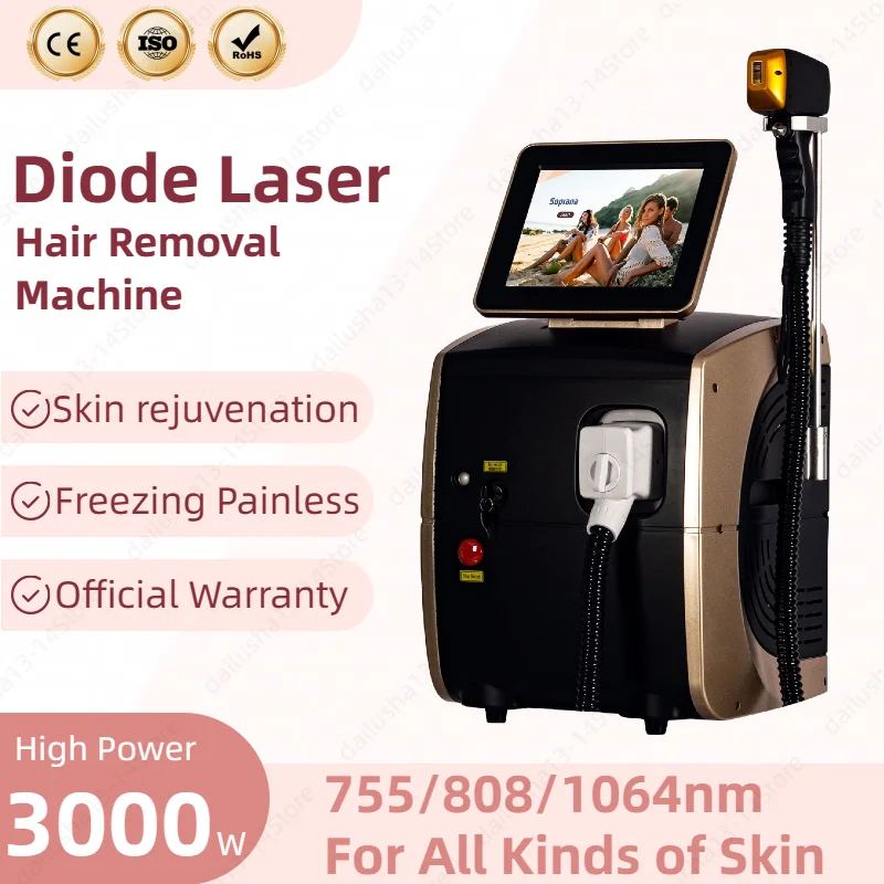 3 Wavelength 808Nm Diode Laser Hair Removal Skin Rejuvenation Ice Platinum Painless Effective Hair Removal Machine CE