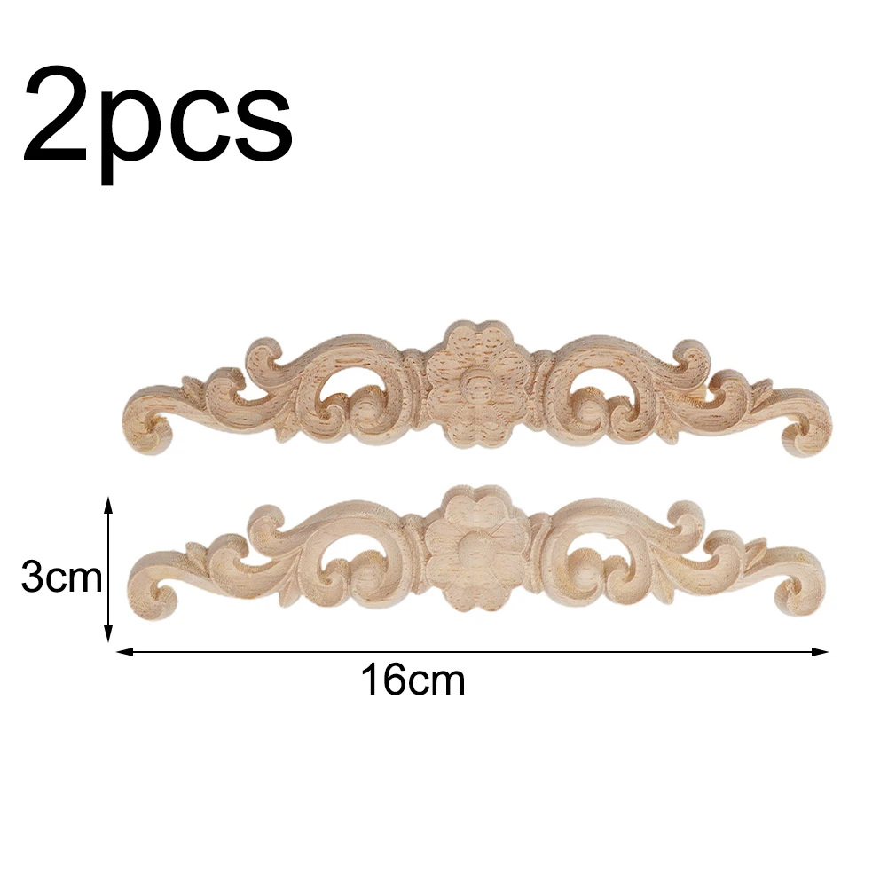 

Высококачественные декоративные молдинги для мебели, цельные деревянные резные, неокрашенные, 2 шт., классический стиль, изысканные узоры