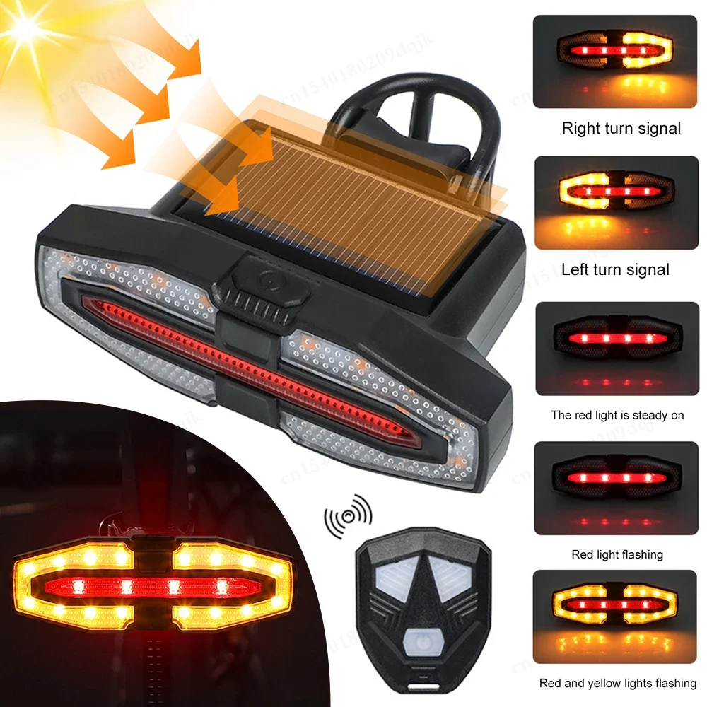 Bicycle Turn Signal Light Wireless Remote Control Taillight LED Warning Tail Lamp USB Rechargeable Rear Lights Bike Accessories