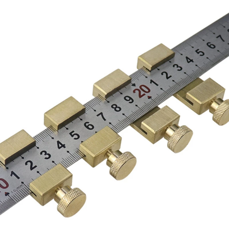 Adjustable Steel Ruler Positioning Block Angle Marking Gauge Brass Line Scriber Ruler Fixed Position