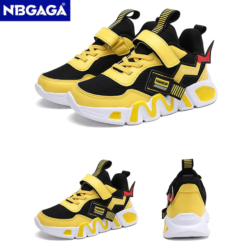 Cartoon Children's Sneakers Kids Fashion Boys Non-slip Casual Shoes Outdoor Breathable Student Walking Running Sneaker Yellow image 6
