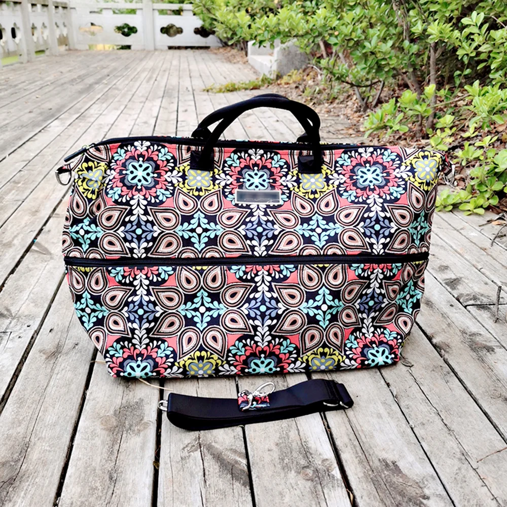 VB American rustic print travel bag luggage tote bag large capacity folding tote bag environmental luggage bag organizer