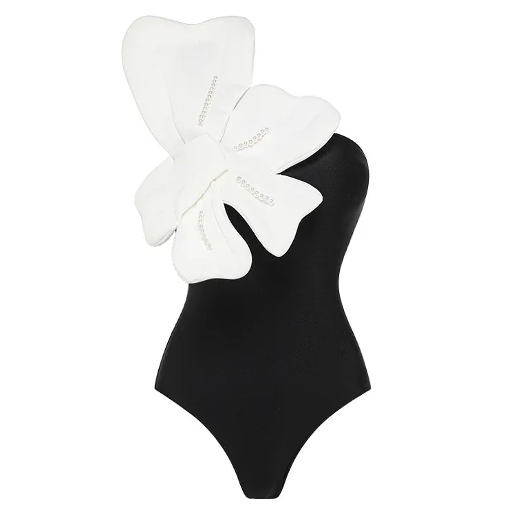 Women's Swimsuit 3D Pearl Flower Decoration One-Piece Swimsuit