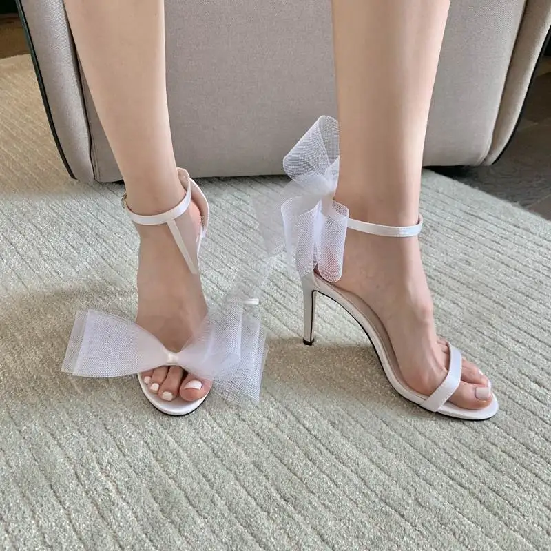 

Lazada Women's High Heels Large Size Personality Big Bow Tie Slim Heel Fashionable Sandals Breathable Summer Shoes