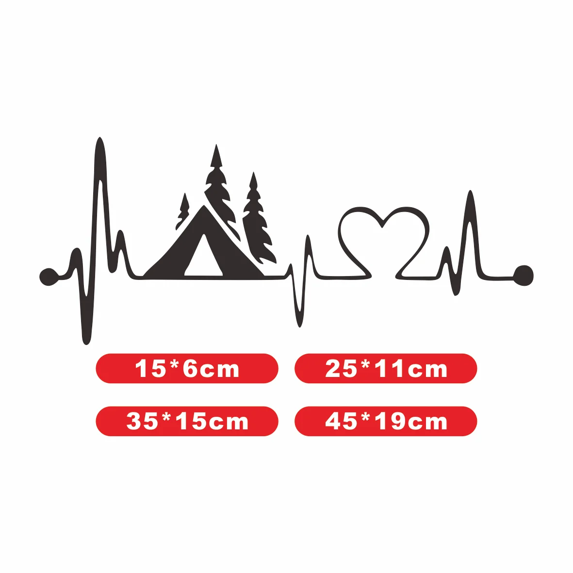 

2pcs Trending Camping Heartbeat Decals - Vinyl Lifeline Stickers for Tents, Campers & Car Exteriors, Outdoor Lovers' Must-Have