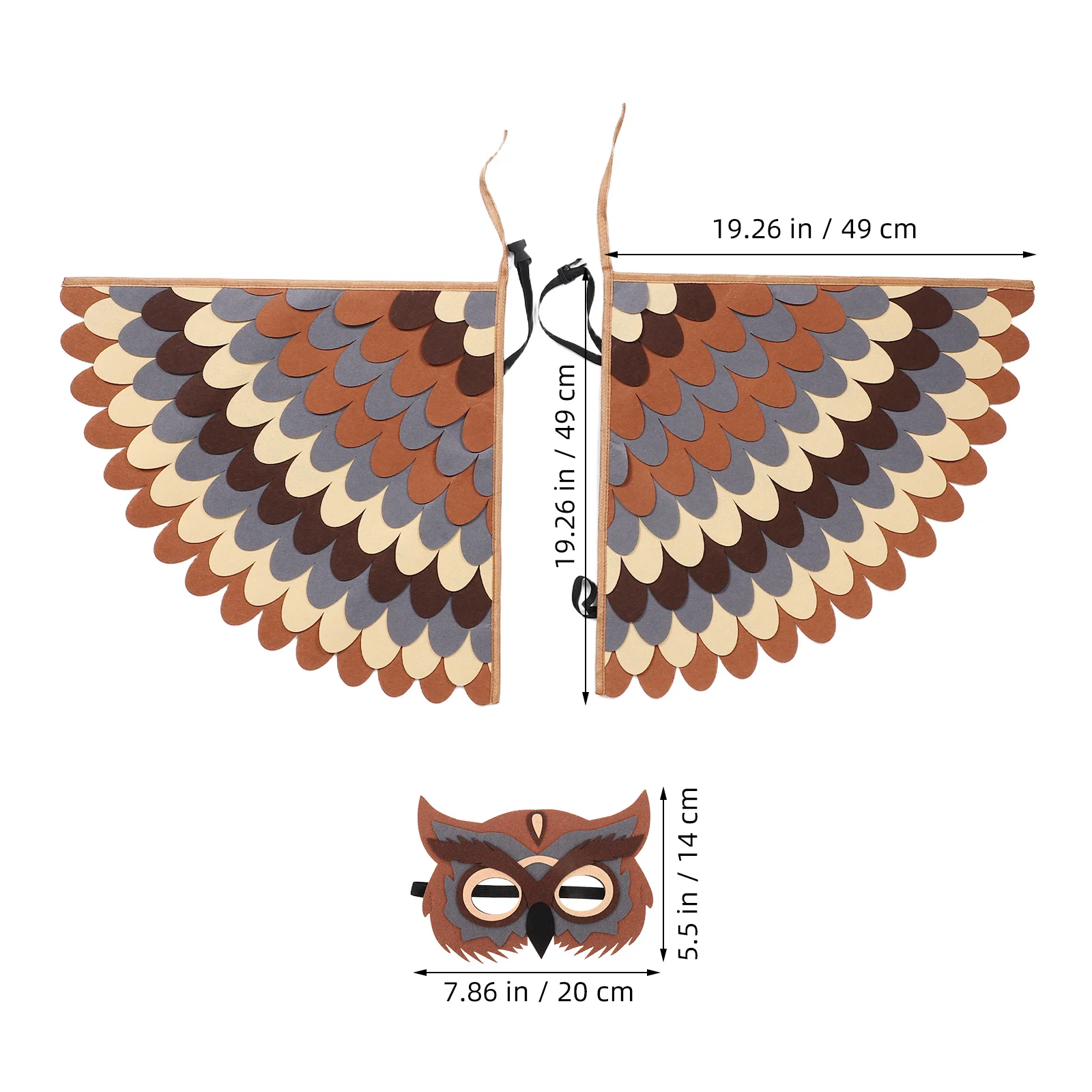 Zestaw Kostiumów Zwierząt dla Dzieci Sowa Ptak Peleryna Maska Wygodny Filc Kreatywna Zabawa Impreza Szkolna Impreza Kostium Sowa