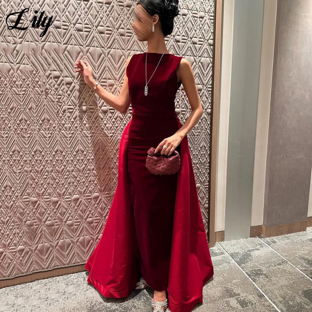 Lily Burgund Elegantes Meerjungfrau-Abendkleid, O-Ausschnitt, Ballkleid, ärmelloses Hochzeits-Abendkleid, Meerjungfrau-Robe de Soirée, individuell gestaltet