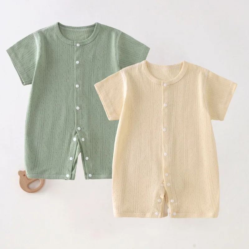 

Детский комбинезон с короткими рукавами, летний дышащий сетчатый костюм для новорожденных с кондиционером, тонкая одежда для сна для мальчиков и девочек, костюмы для ползания