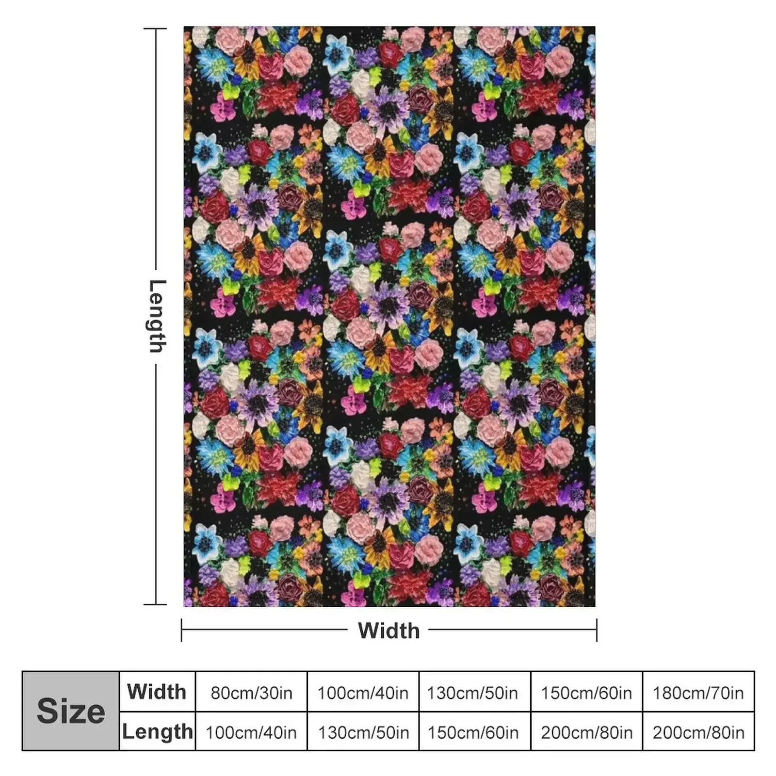 Floral Explosion Artwork Throw Blanket Picnic Flannel Fabric Blankets