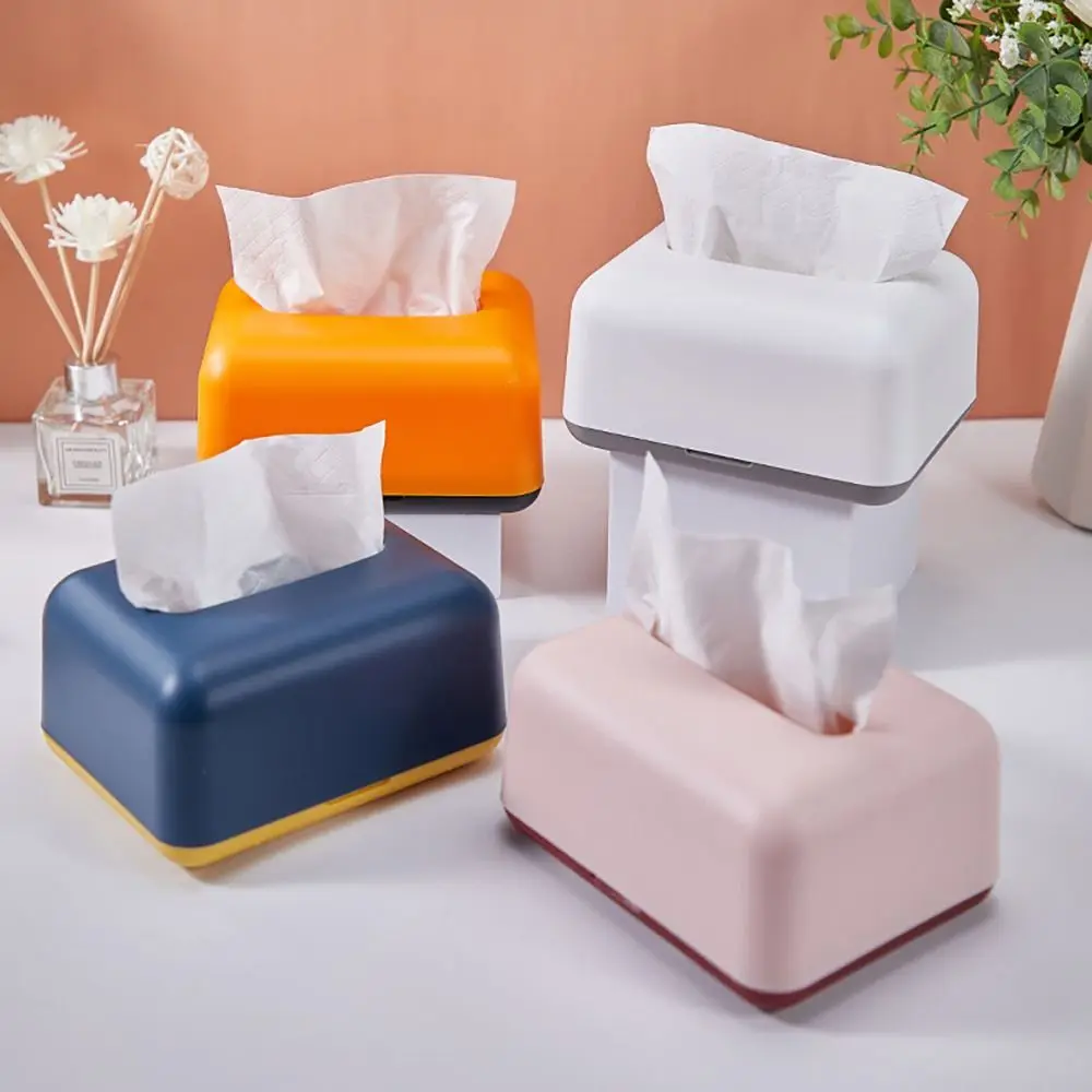 Simplicity Solid Color Napkin Holder Plastic Large Storage Tissue Case Fashion Car Tissue Box High Quality Paper Towel Box