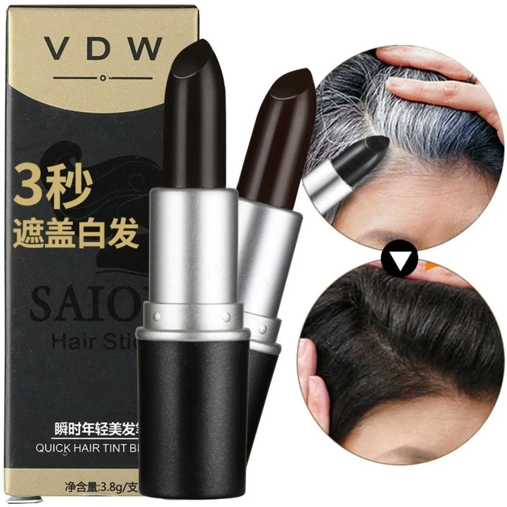 New Black Brown One-Time Hair Dye Instant Lipstick Style Hair Dye Pen Temporary Cover Up White Hair Color Cream Stick Unisex