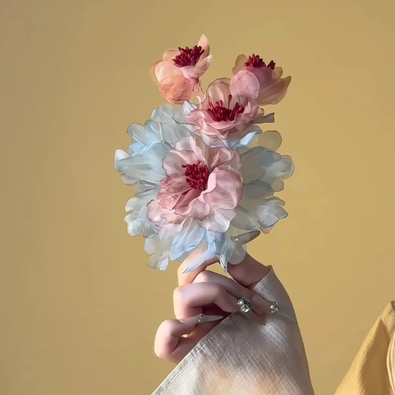 

Peony Hot Stamping Hair Clip Fairy Style Hanfu Qipao Headwear Super Fairy Princess Hair Accessory