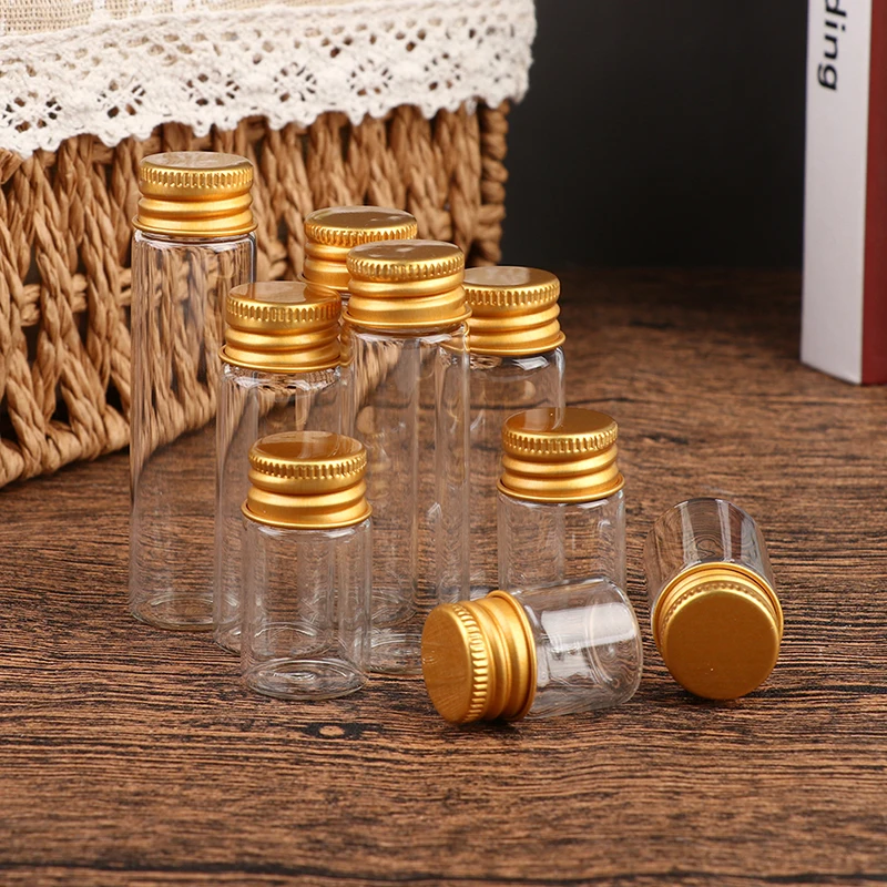 10PCS 5ml/7ml/10ml/14ml/18ml/20ml/26ml Tiny Glass Jars Bottles Screw Cap Storage Jar Mini Containers Transparent Vial Bottles