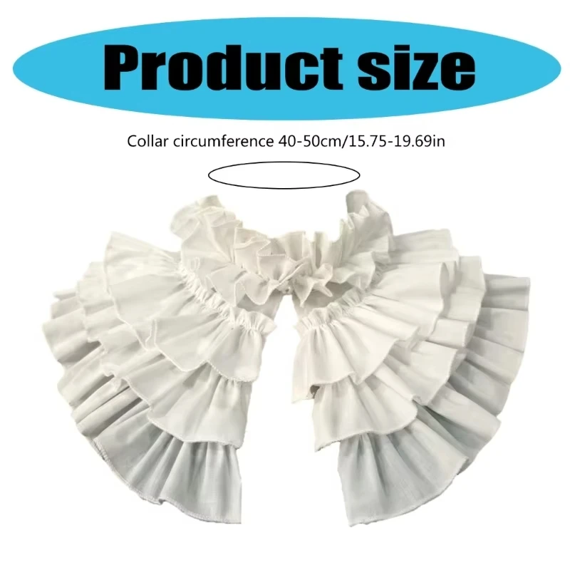 Layered Ruffle Detachable False Collar Women Vintage Victorian Renaissance Pleated Shawl Cape Women Cosplay Halloween Costume