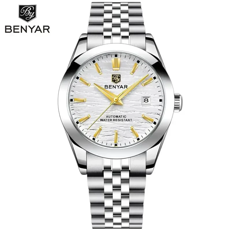 BENYAR 2025 New Fashion Casual 40MM Dial Men's Automatic Mechanical Watch 316L Stainless Steel Simple 5Bar Waterproof Watch