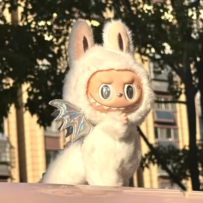 15cm Labubu angel The Monsters Angel white In Clouds Face Doll Keyring Kawaii Figure Collectible Easter toys Decor birthday Gift