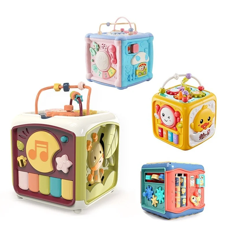 Baby Toys Activity Cube Toddler Toys 7 in 1 Educational Shape Sorter Musical Toy Counting Discovery Piano Toys For Kids Learning